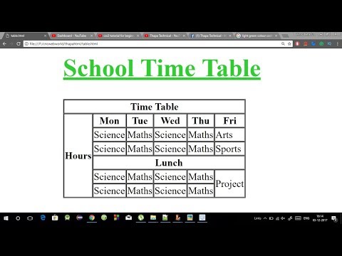 Advance HTML tutorial - How to create a School TimeTable in HTML in hindi