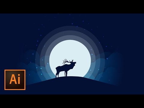 Animal Silhouette Moonlight Vector Illustration - Illustrator Tutorial